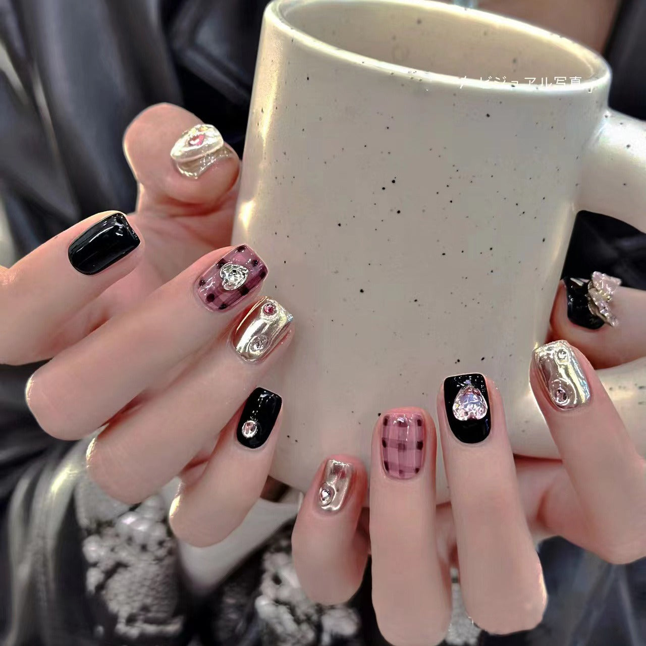 Rebel | Hot Girl Black Pink Press-On Nails