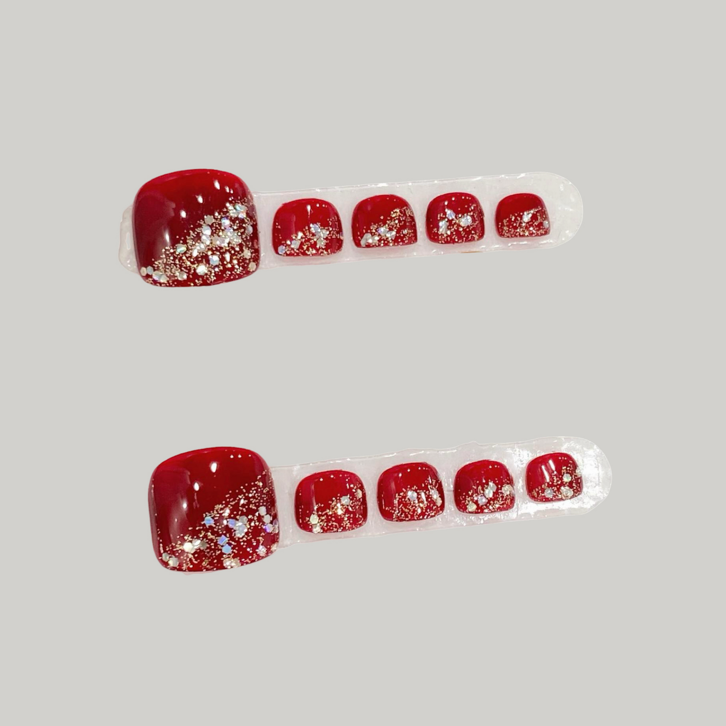 Fearless | Bright Red Star Shiny Press-On Toenails