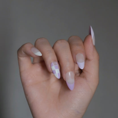 Lover | Purple Lattice French Style Almond Press-On Nails