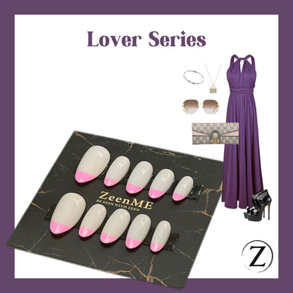 Lover | Gradient Pink Stiletto Almond Press-On Nails