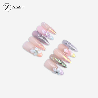 Lover | 3D Enchanted Pastel Butterfly Press-On Nails