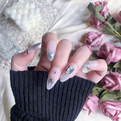 Lover | Handmade Diamond Glitzy Butterfly Press-On Nails