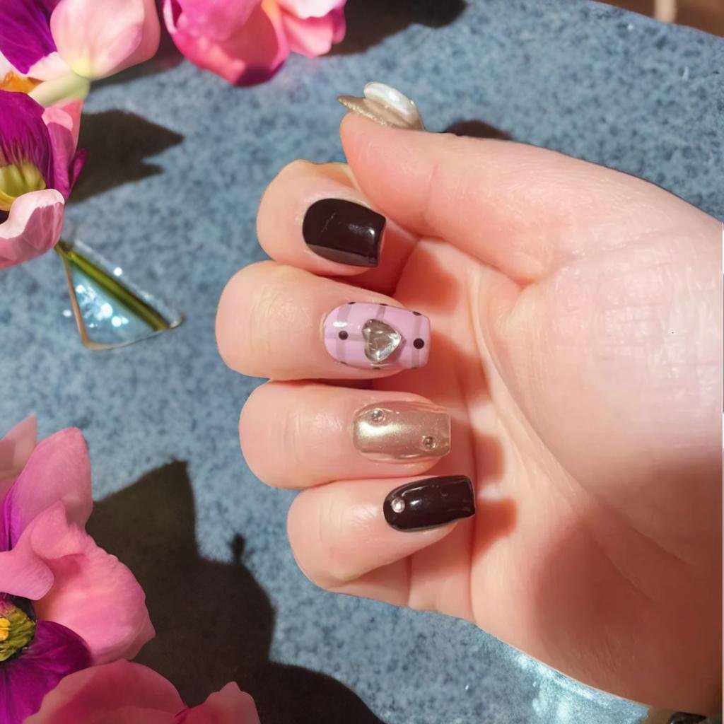 Rebel | Hot Girl Black Pink Press-On Nails