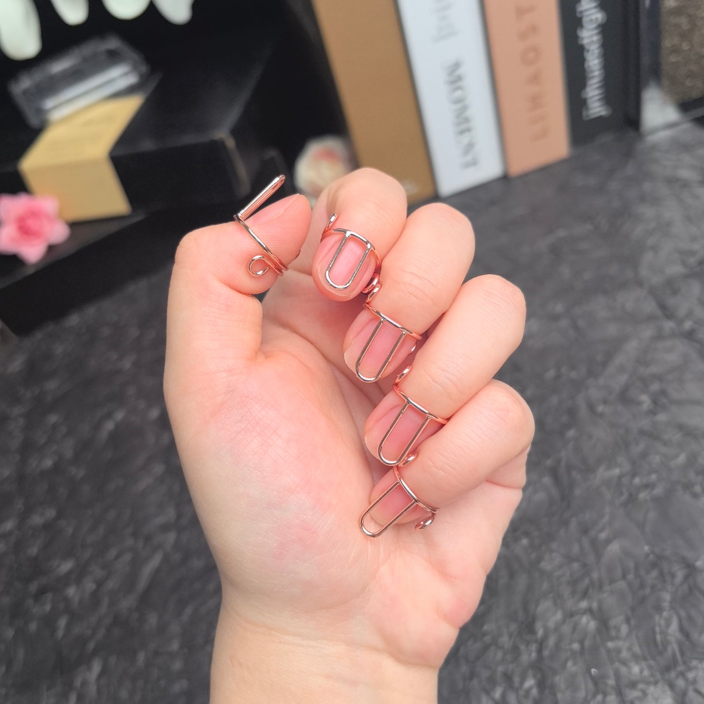 Adjustable Rose Gold Nail Rings