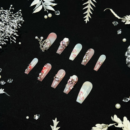 Rebel | Enchanted Garden Pink Crystal Press-On Nails