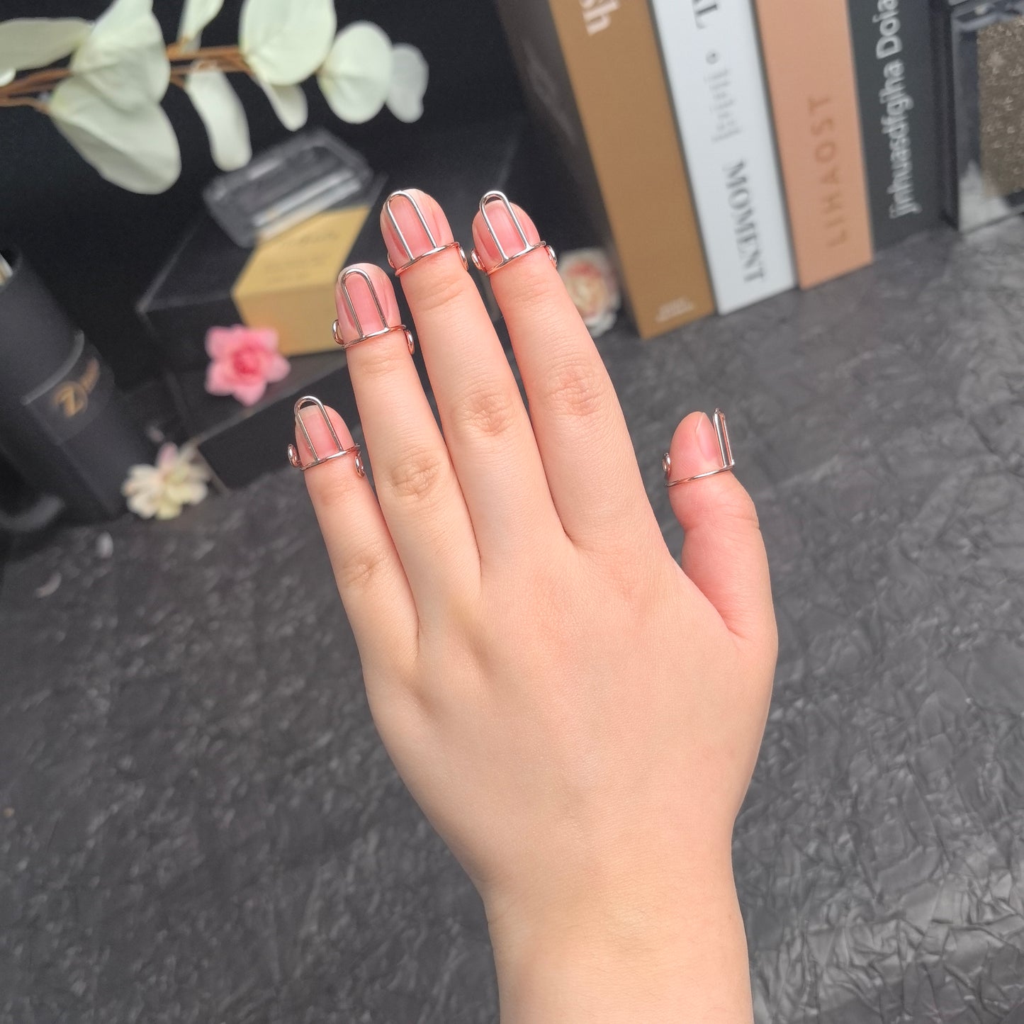 Adjustable Rose Gold Nail Rings