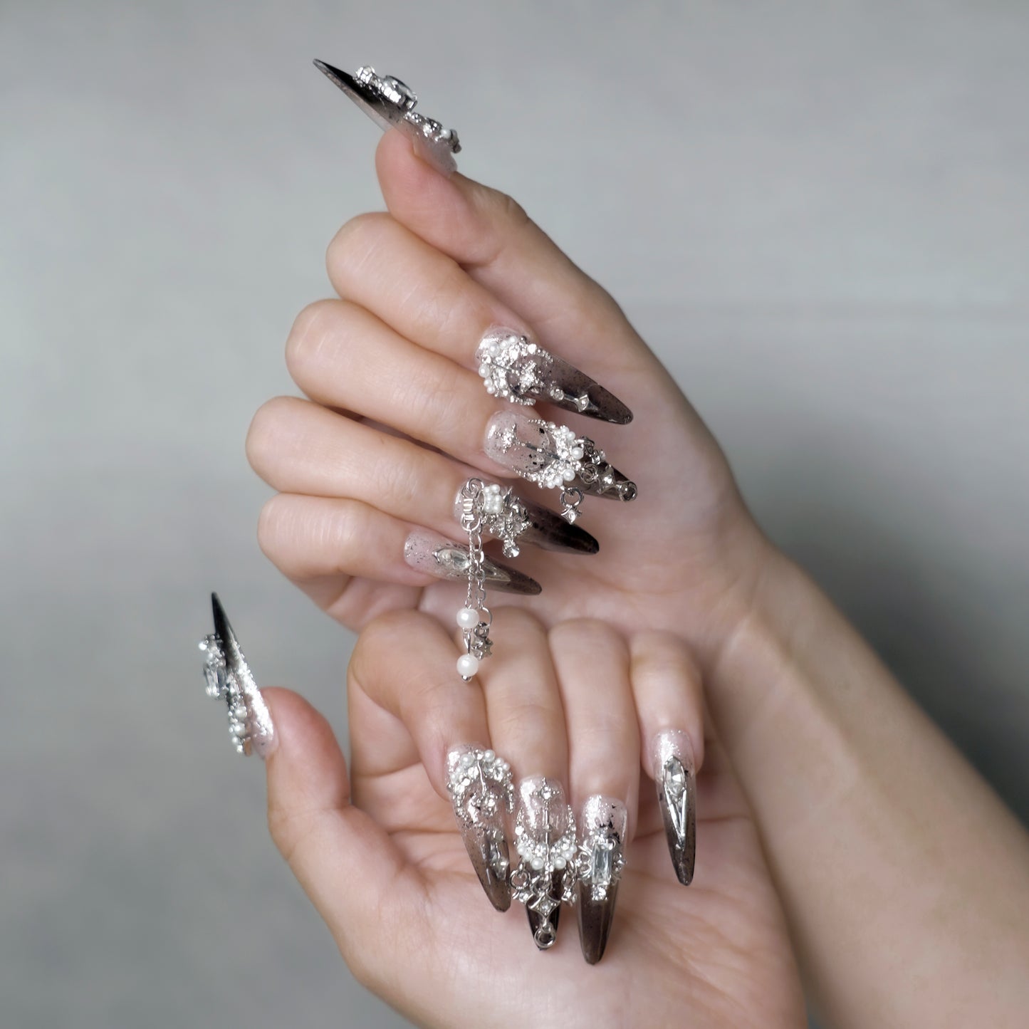 Rebel | Majestic Black Metal Almond Press-On Nails