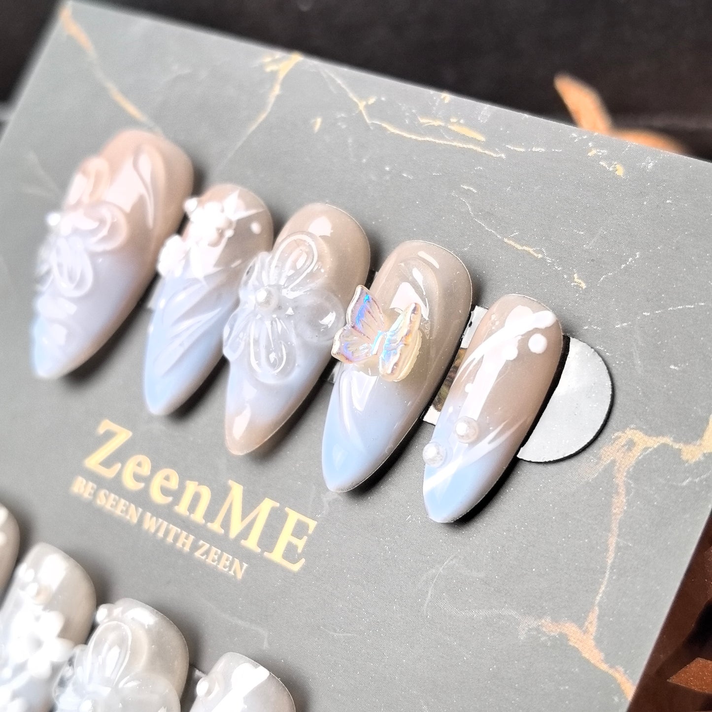 Folklore | Misty Blue Floral Elegance Press-On Nails