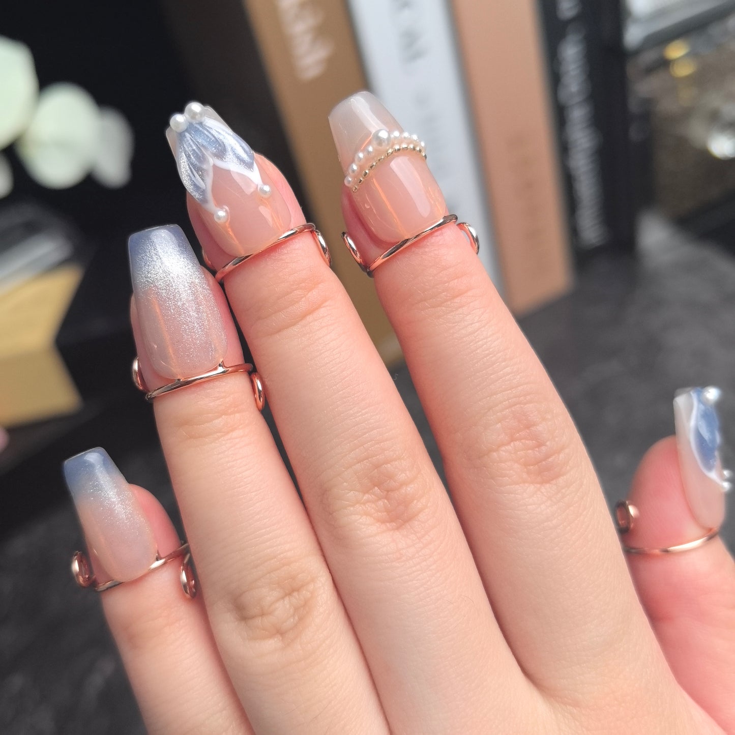 Adjustable Rose Gold Nail Rings