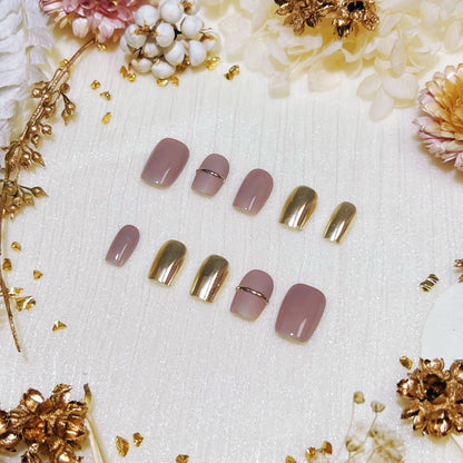 Lover | Elegant Chrome and Nude Press-On Nails