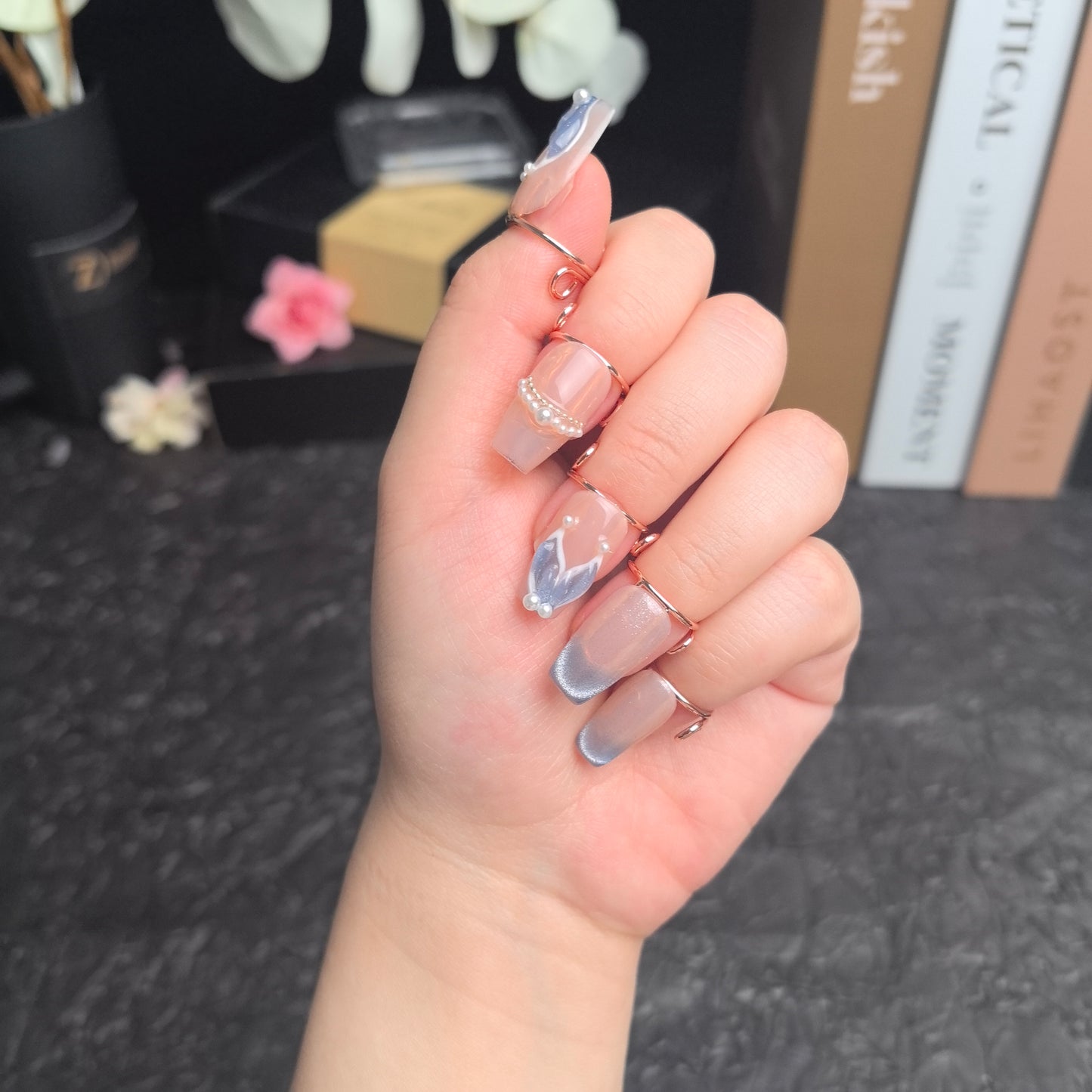 Adjustable Rose Gold Nail Rings