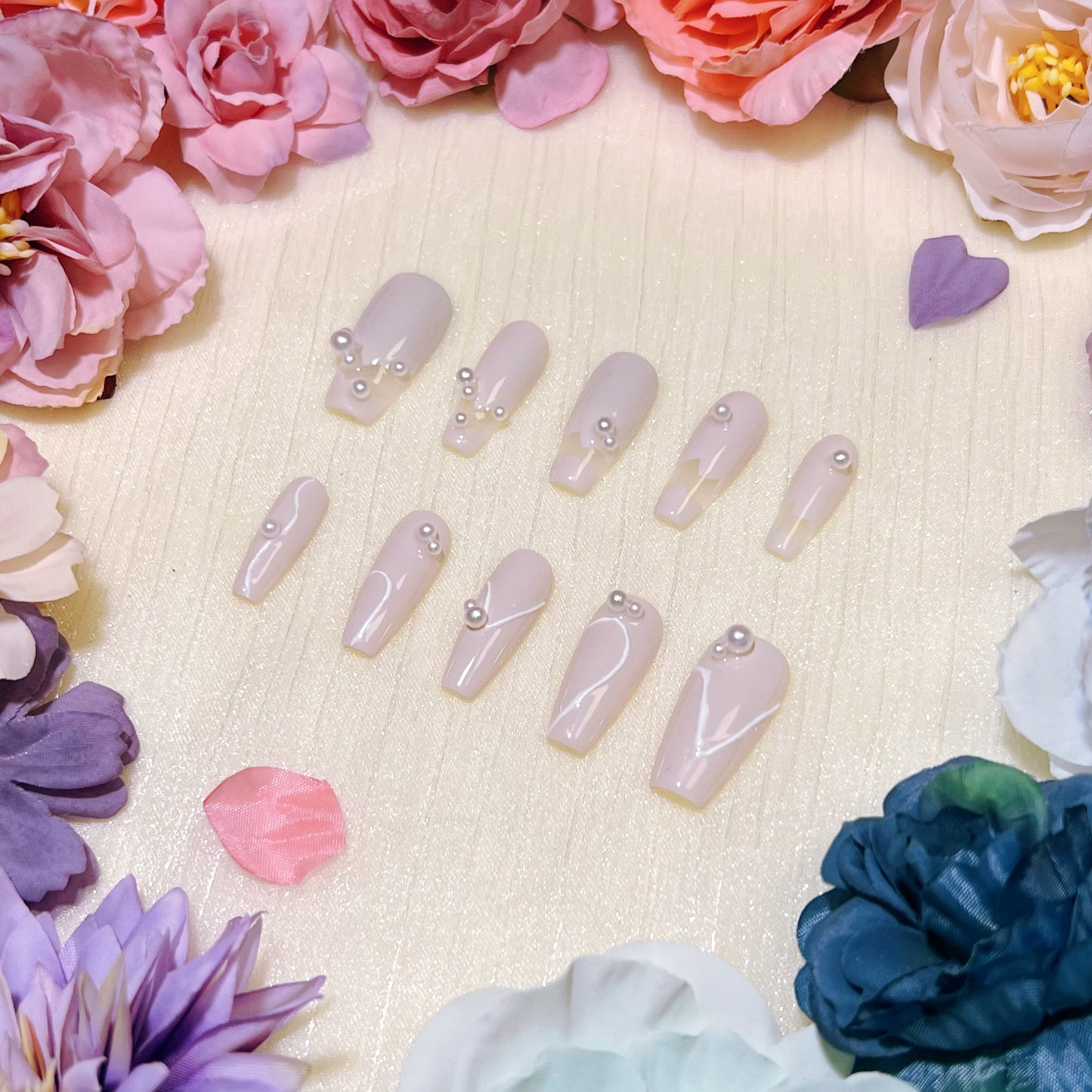 Lover | Pearl-Embellished Nude Press-On Nails