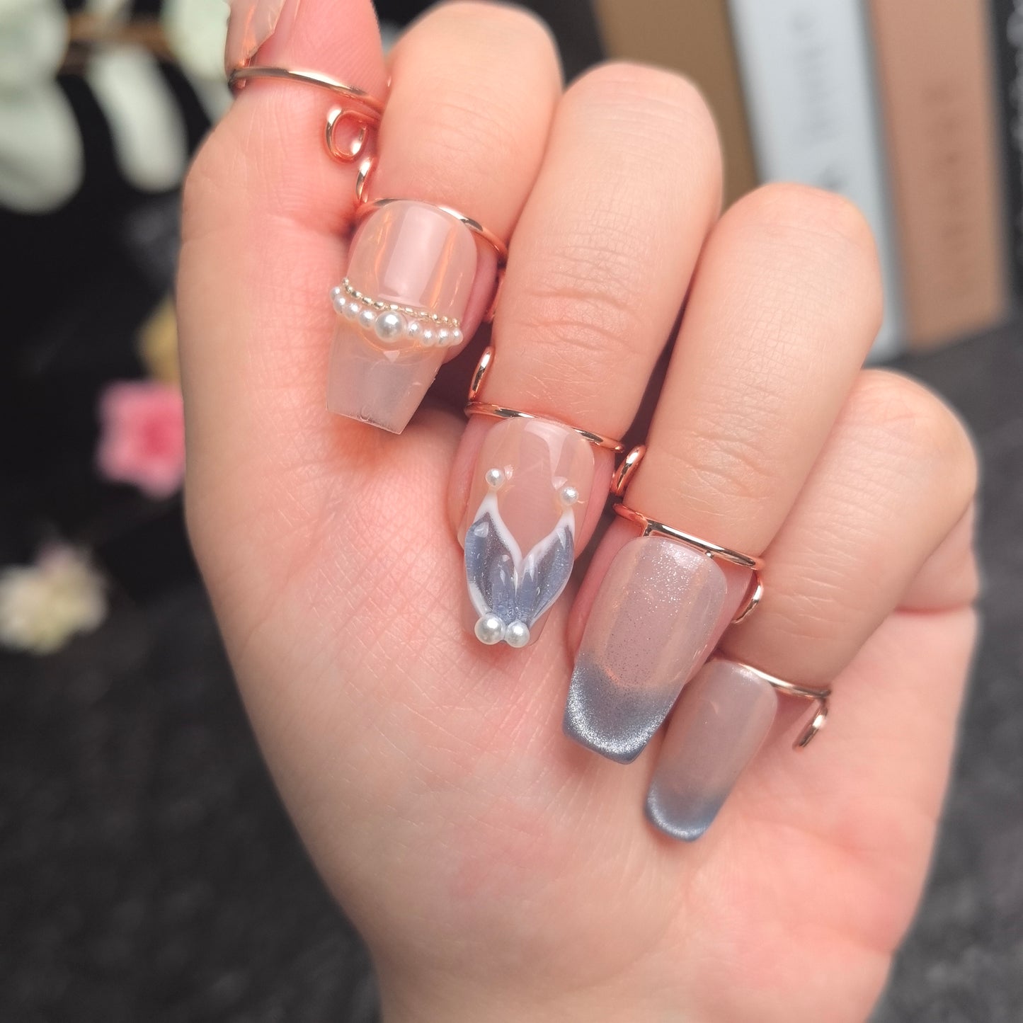 Adjustable Rose Gold Nail Rings