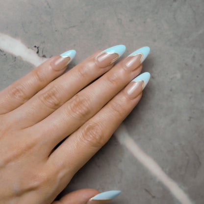 Folklore | Arabesque French Style Almond Press-On Nails