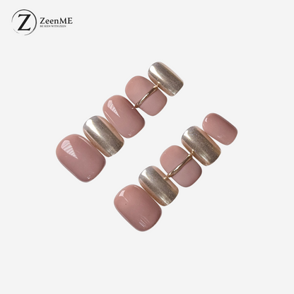 Lover | Elegant Chrome and Nude Press-On Nails