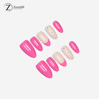 Lover | Elegant Floral & Solid Pink Press-On Nails