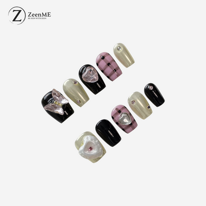 Rebel | Hot Girl Black Pink Press-On Nails