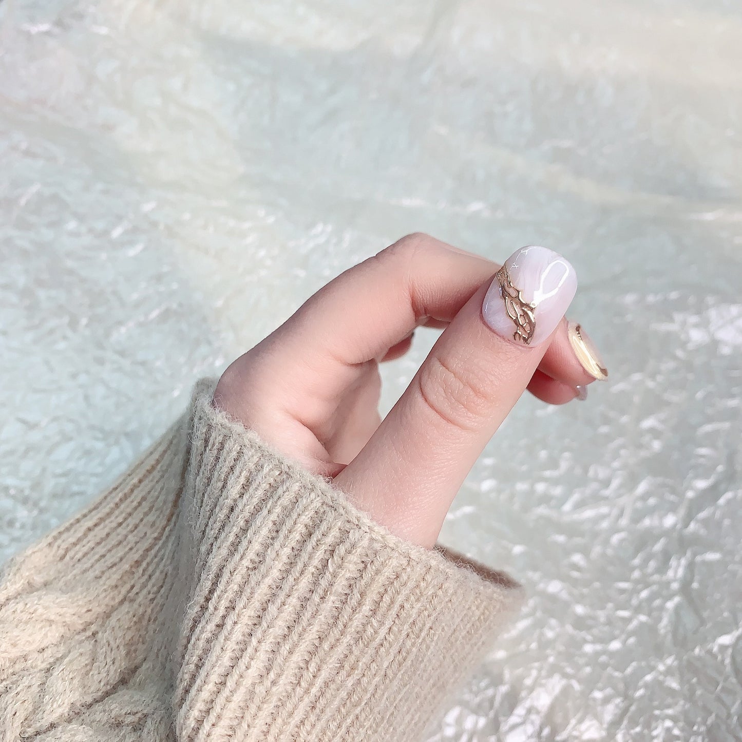 Fearless | Elegant Marble & Glitter Press-On Nails