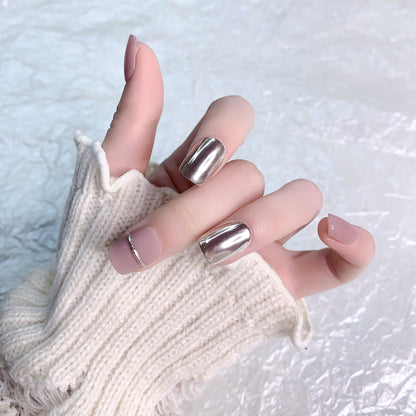 Lover | Elegant Chrome and Nude Press-On Nails