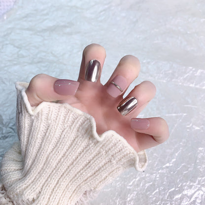 Lover | Elegant Chrome and Nude Press-On Nails