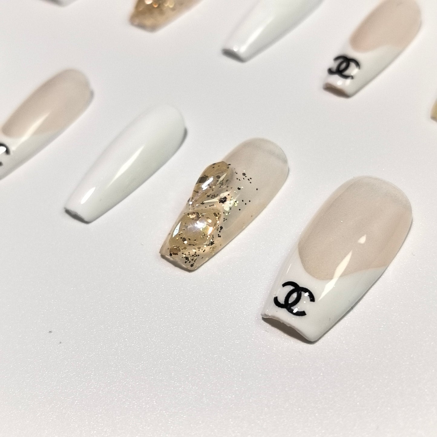 Folklore | Luxe Gold & Logo French Press-On Nails