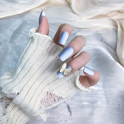 Fearless | Elegant Blue Butterfly Press-On Nails