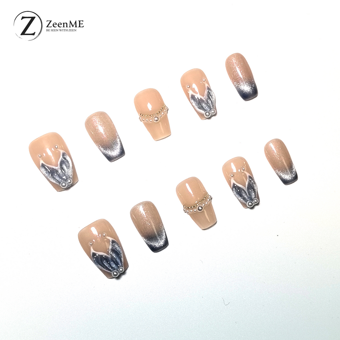 Folklore | Pearl Embellished Ombre Press-On Nails