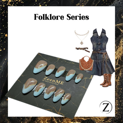 Folklore | Arabesque French Style Almond Press-On Nails